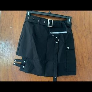 Black Belted Cargo/Utility Mini Skirt